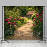 Aperturee - Aperturee Summer Greenery Rose Rustic Dirt Path Photo Backdrop